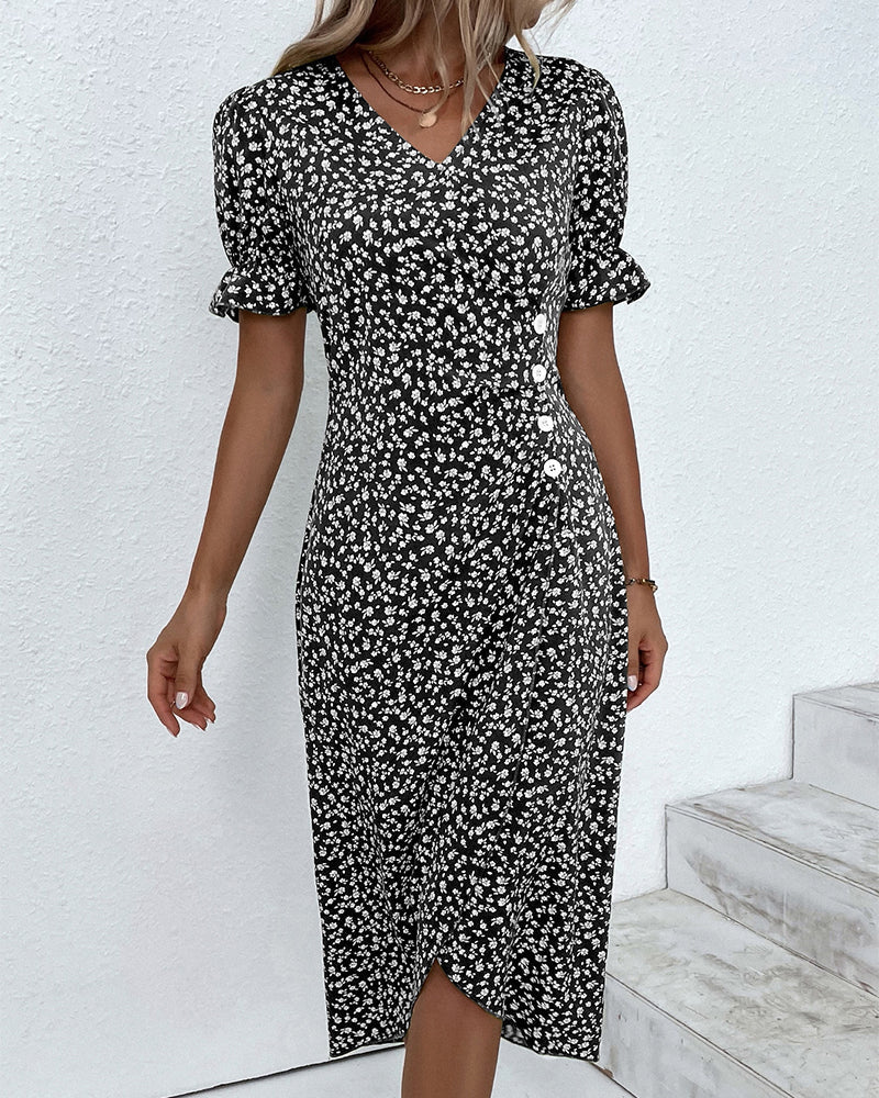 Cyneburg | Midi Jurk met Bloemenprint