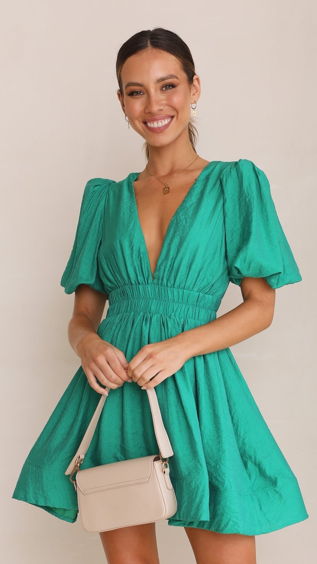Lily - Mini Jurk met Pofmouwen