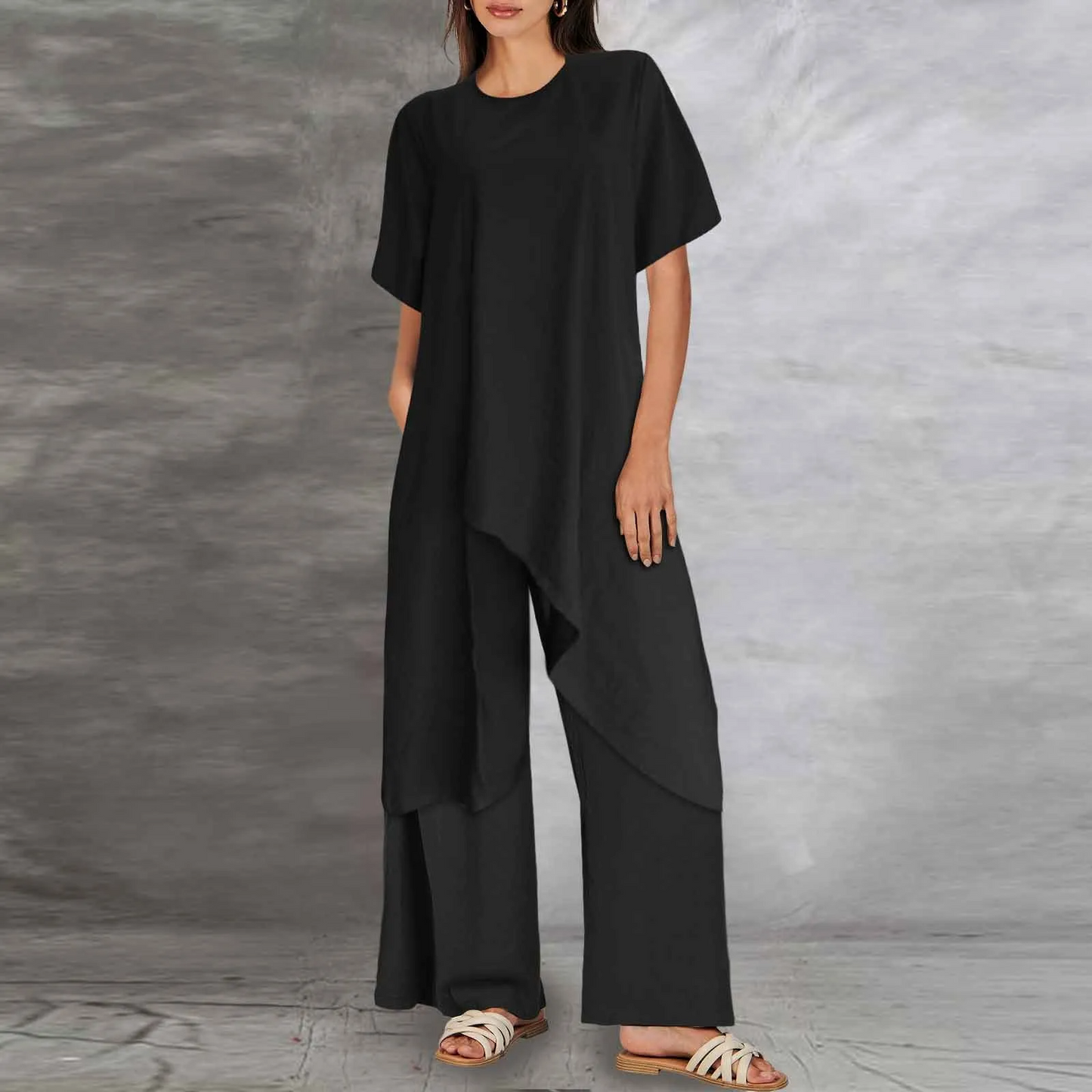 Almera - Damesmode Tweedelige Casual set van Katoen en Linnen