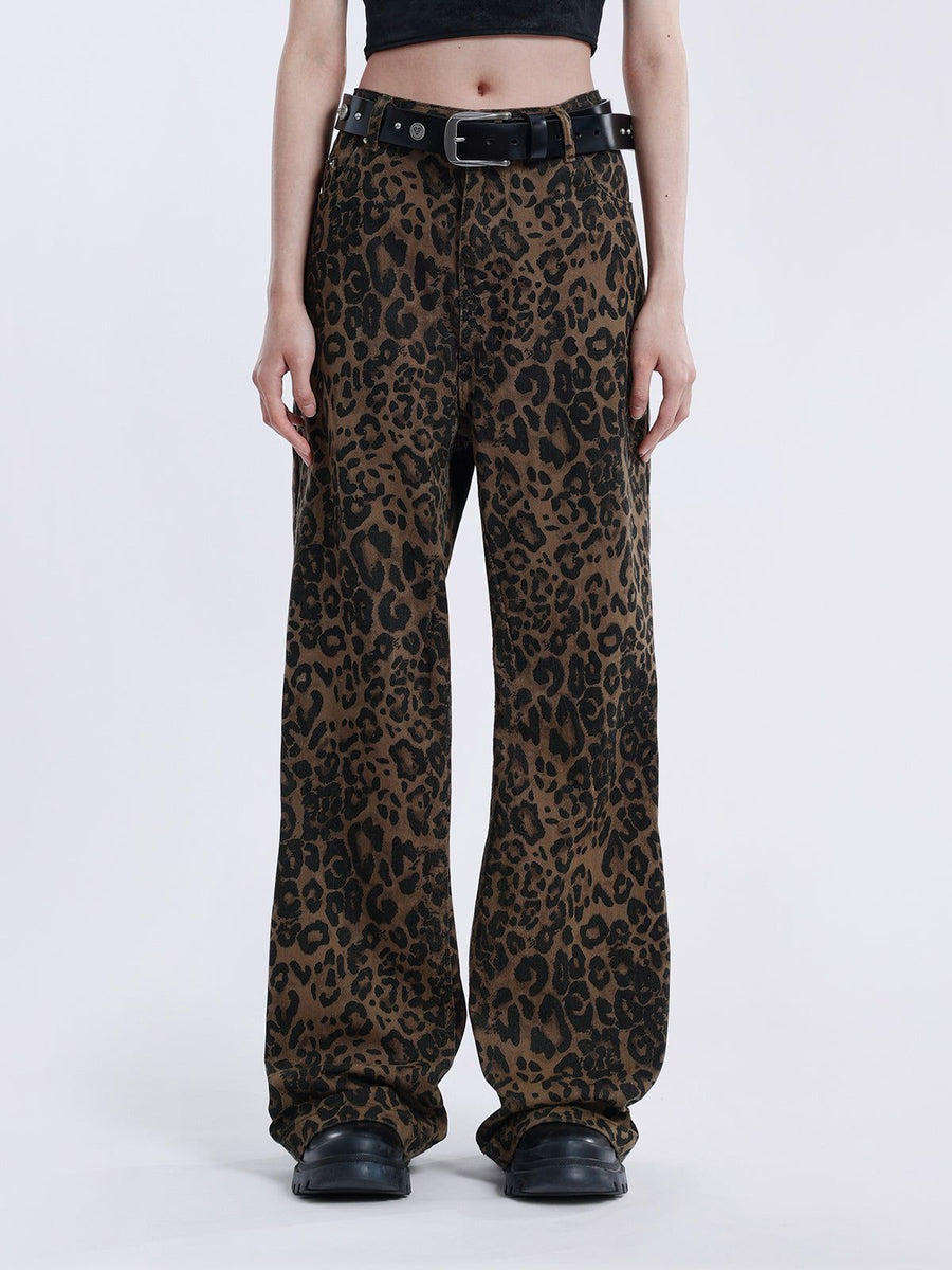 Mia – Leuke Leopard Print Wijd-Leg Broek