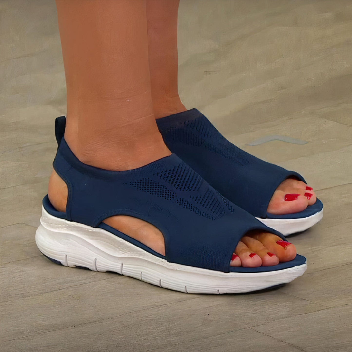 Liva | Sport Sandalen met Open Teenen en Witte Zolen