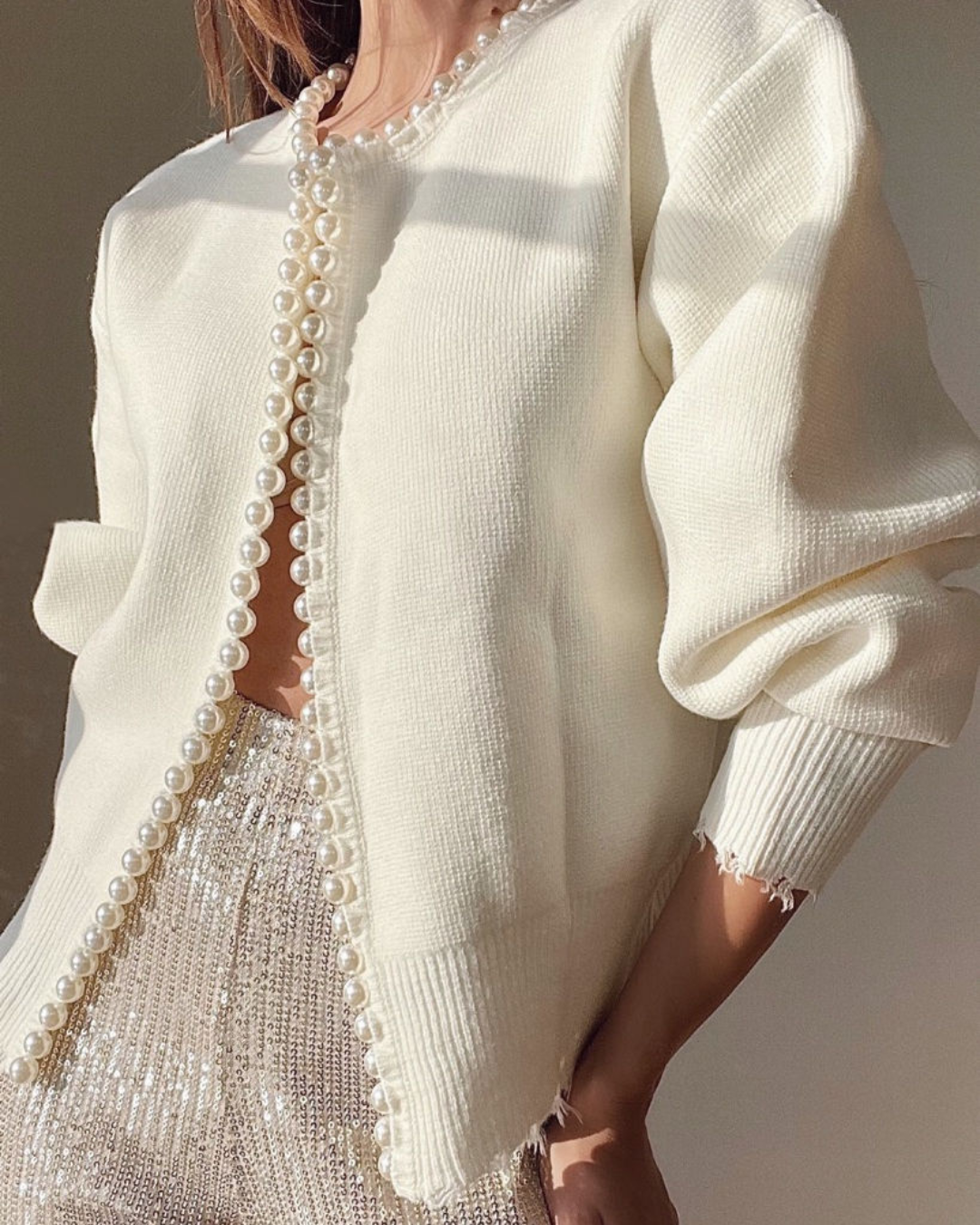 Sophia – Cardigan met Pareldetails