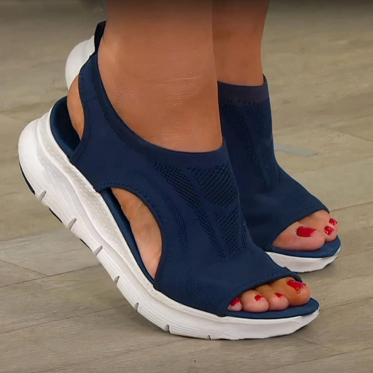 Liva | Sport Sandalen met Open Teenen en Witte Zolen