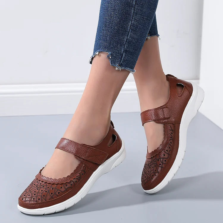 Sofiya - Witte Lederen Orthopedische Comfort Loafers voor Dames