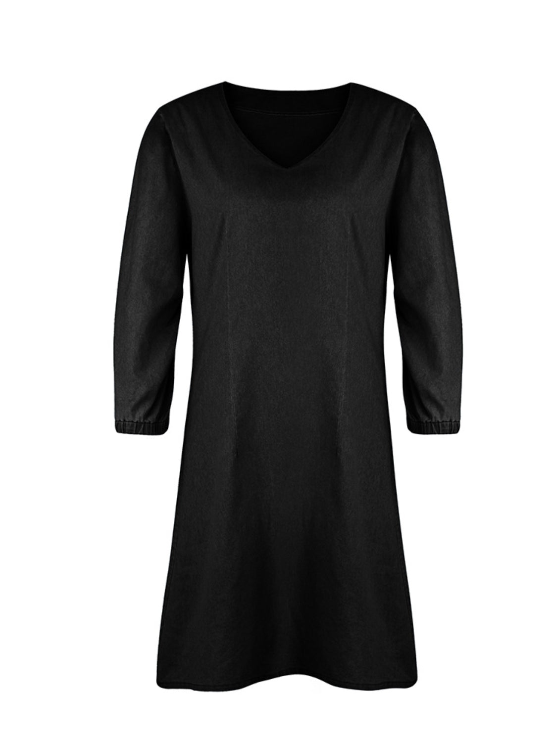 Tess - Korte Denim Jurk met V-Hals en Halflange Mouwen