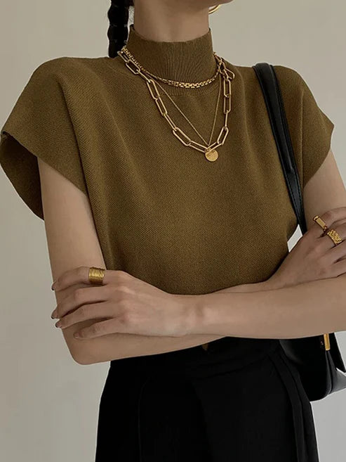 Femke - Coltrui met Korte Mouwen voor Dames | Damestrui | Beige