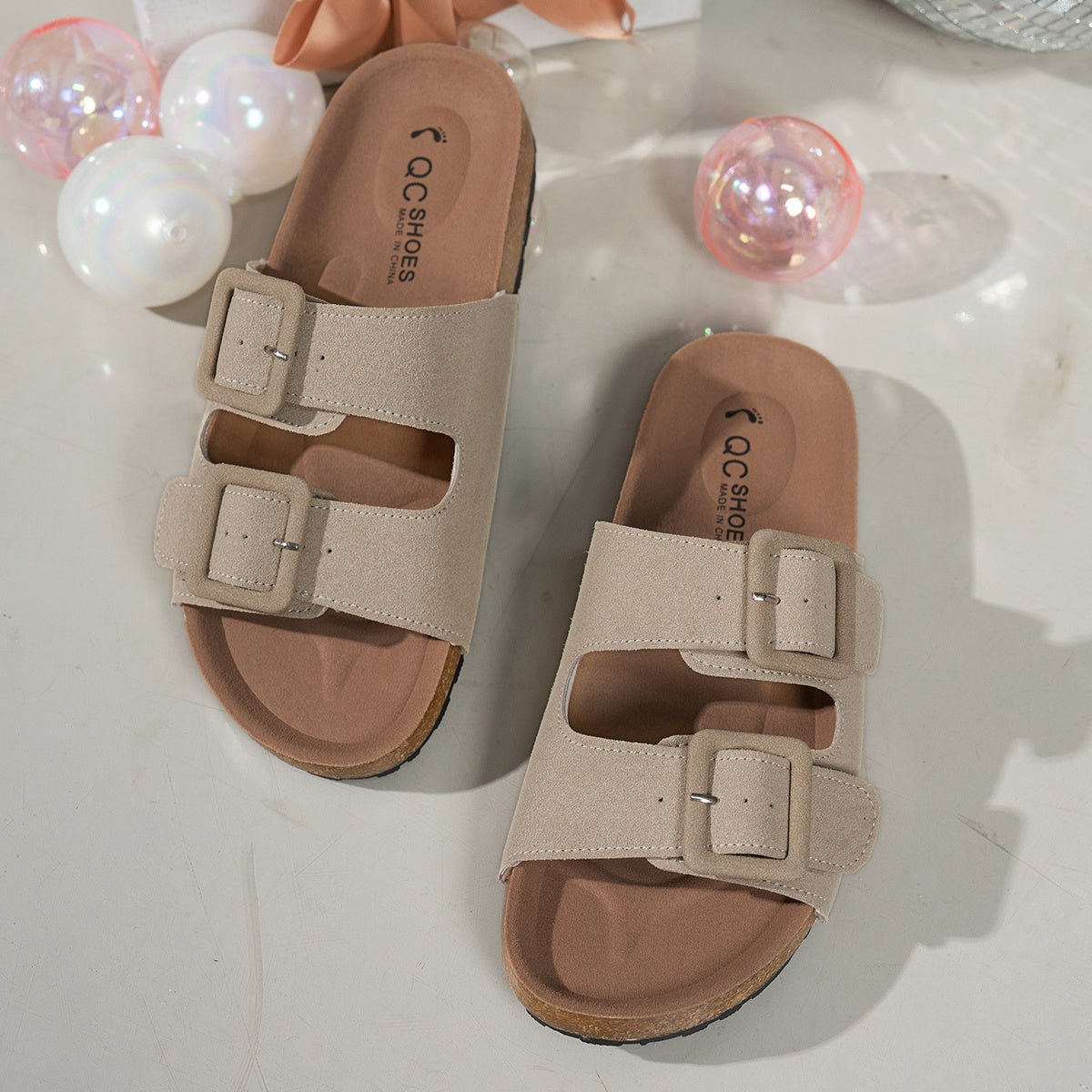 Noa - Suede Comfi Orthopedische Verstelbare Sandalen met Dubbele Gespen