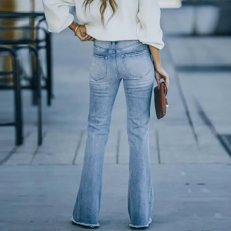 Lucille - Damesmodel High-Waisted Micro-Flared Jeans - Elastische Stretch