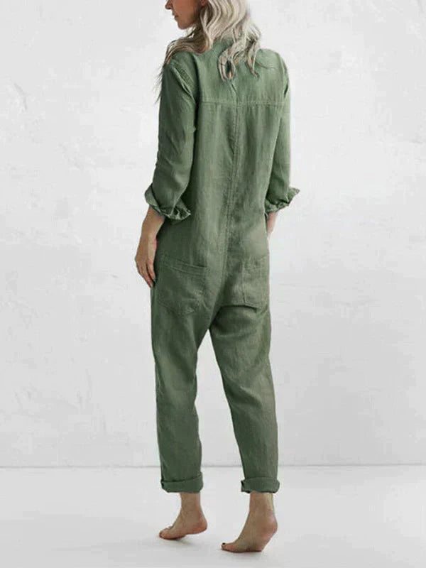 Mia - Linnen Button-Up Jumpsuit