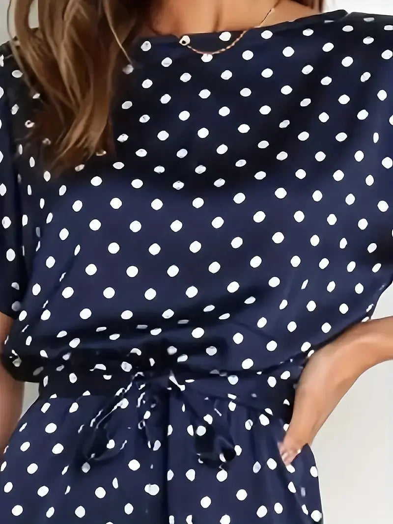 Paloma - Elegante Marineblauwe Jumpsuit met Stippen