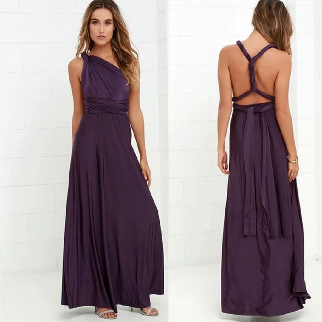 Mila - Nude Halter Maxi Jurk