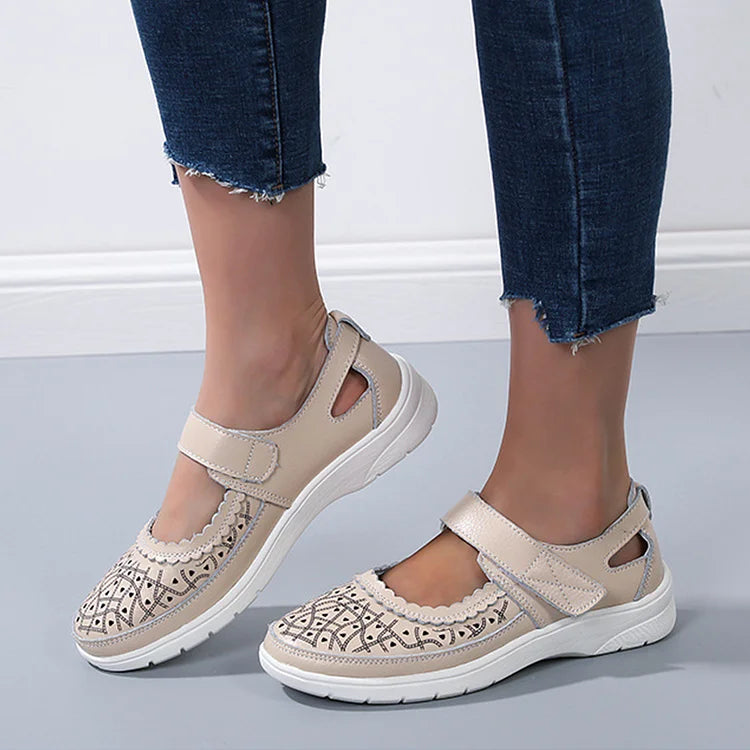 Sofiya - Witte Lederen Orthopedische Comfort Loafers voor Dames