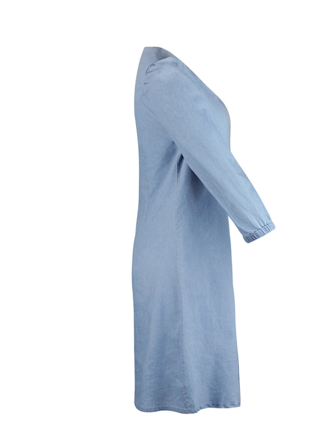Tess - Korte Denim Jurk met V-Hals en Halflange Mouwen