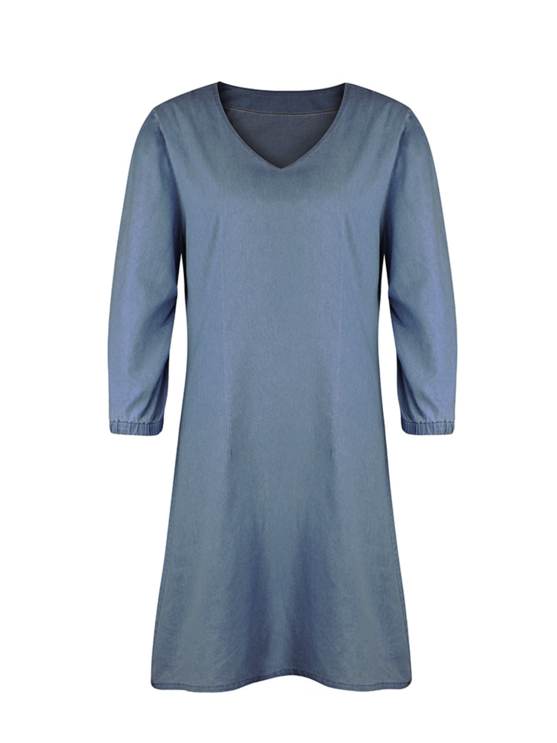 Tess - Korte Denim Jurk met V-Hals en Halflange Mouwen