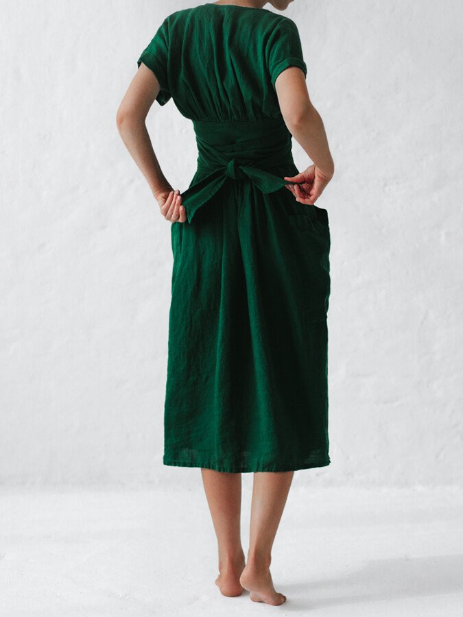 Camryn - Linnen Lace-Up Jurk Stijlvol & Veelzijdig Elegantie