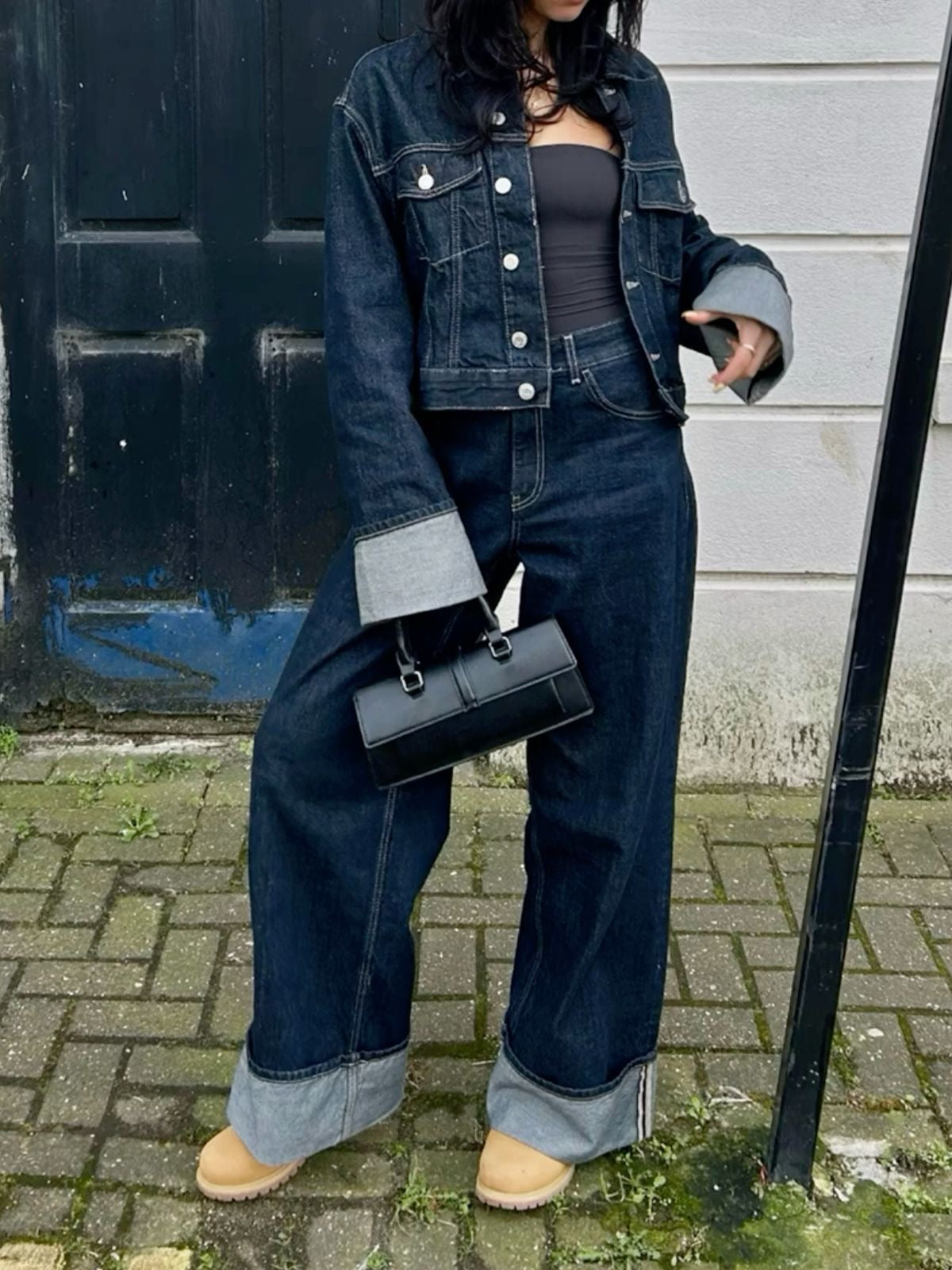 Lena - Spijkerjasje en Wide-Leg Jeans Set