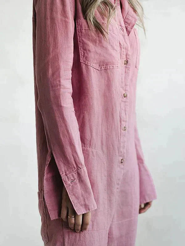 Mia - Linnen Button-Up Jumpsuit
