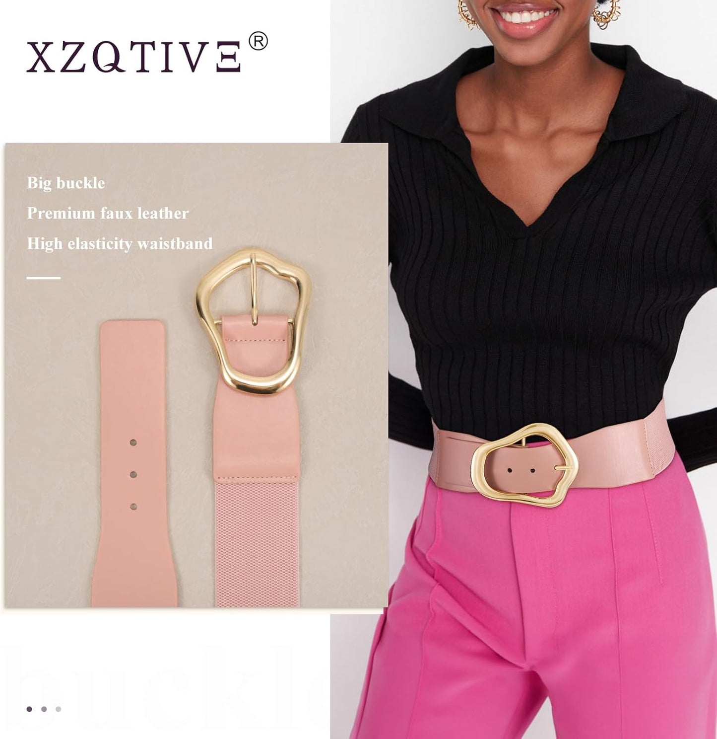 Ella - Brede Elastische Riem met Abstract Ontwerp voor Vrouwen