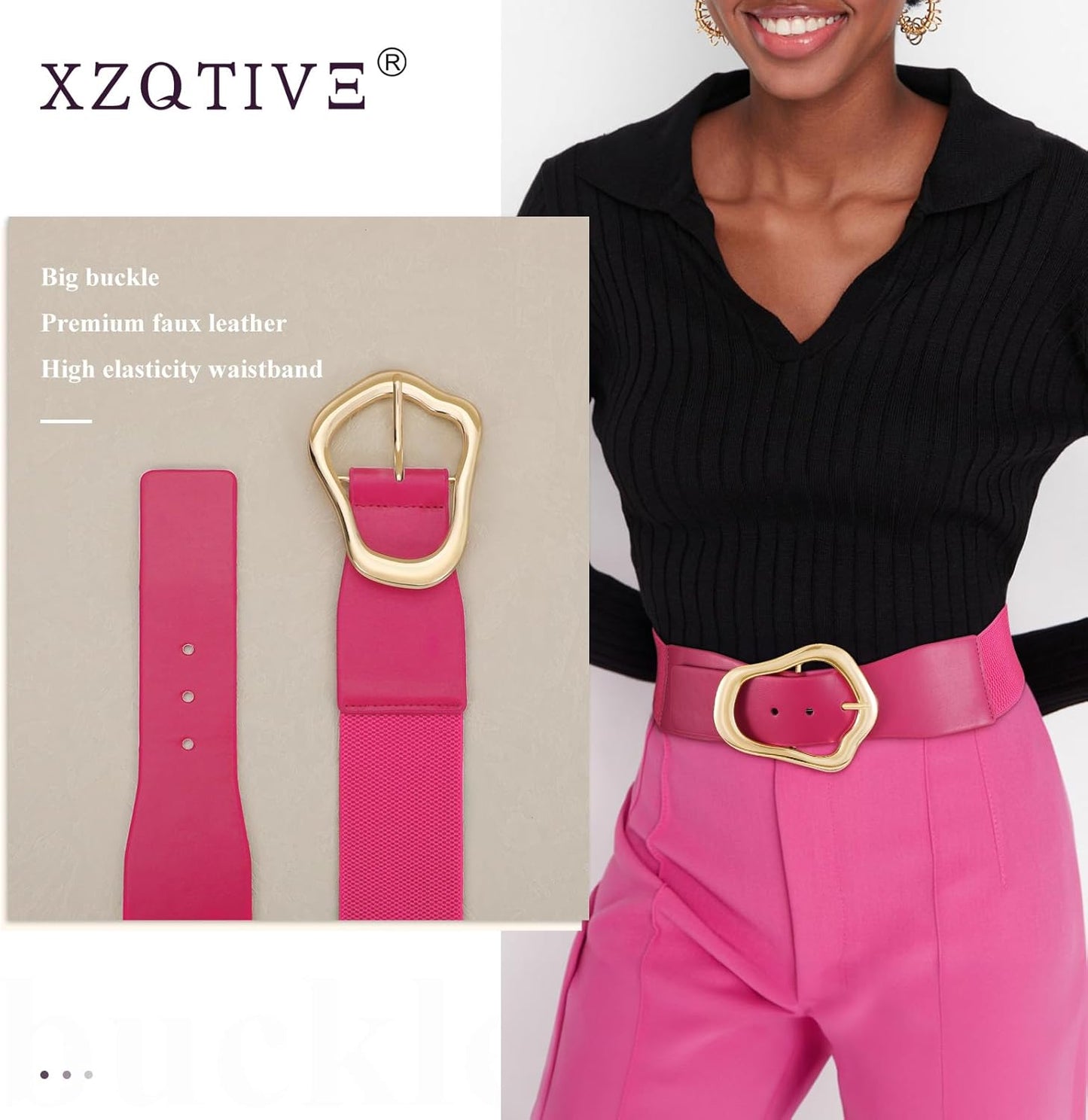Ella - Brede Elastische Riem met Abstract Ontwerp voor Vrouwen