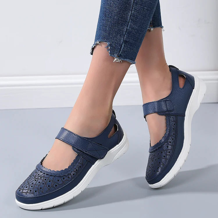 Sofiya - Witte Lederen Orthopedische Comfort Loafers voor Dames