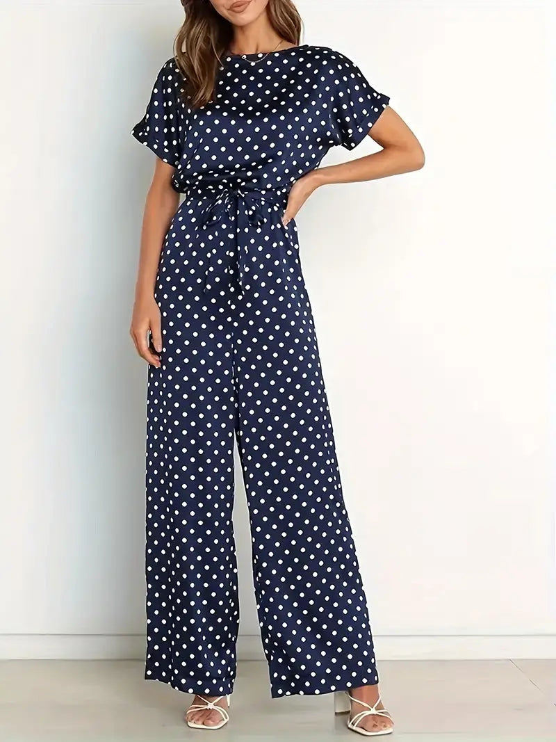 Paloma - Elegante Marineblauwe Jumpsuit met Stippen