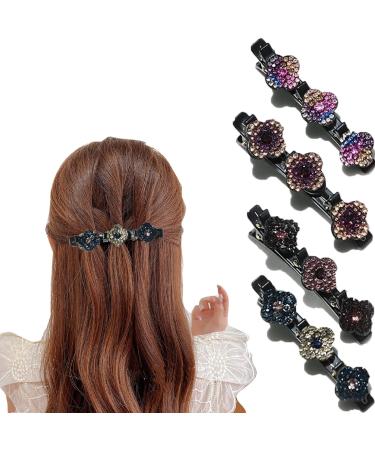4 Stuks Luna Kristallen Haarclips met Glinsterende Bloemen voor een Mooi Opgestoken Kapsel