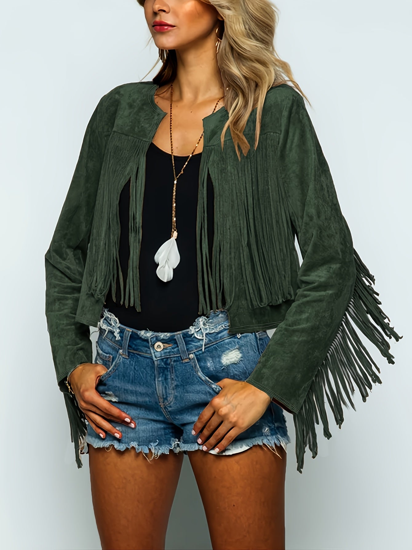 Tessa - Boho Chic Suede Franjes Cowboy Jacket