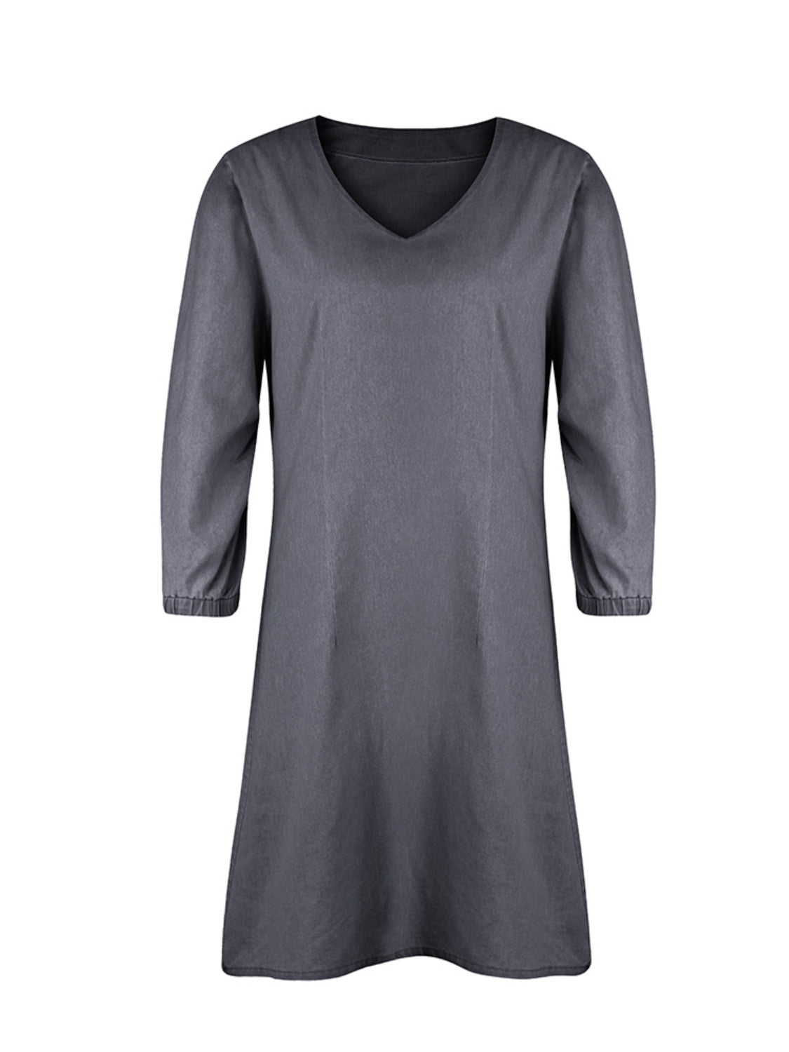 Tess - Korte Denim Jurk met V-Hals en Halflange Mouwen