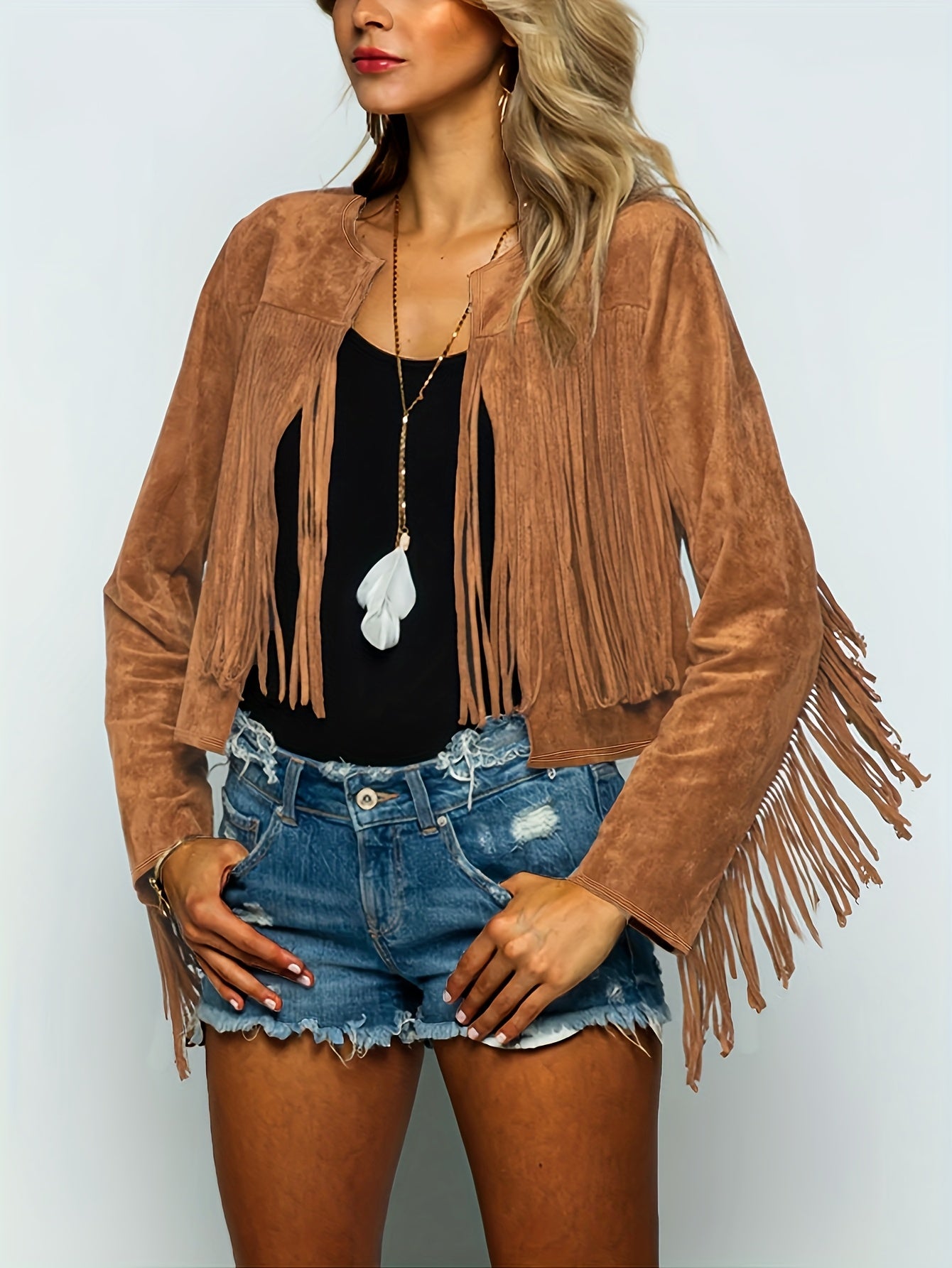 Tessa - Boho Chic Suede Franjes Cowboy Jacket