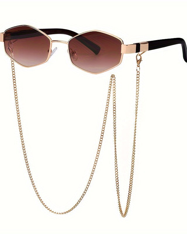 Saar - Modieuze Zonnebril met Gouden Ketting