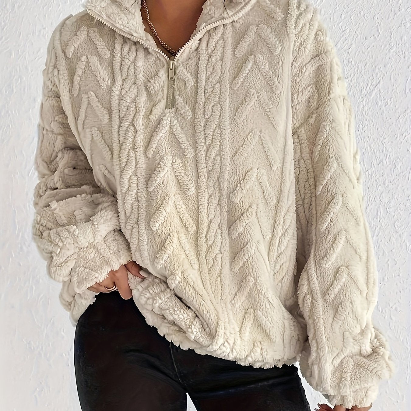 Arianna - Fleece Trui met Kraag en Ritssluiting.