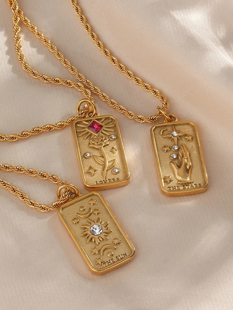 Marlotta - Tarot Kaart De Zon Ketting Goud
