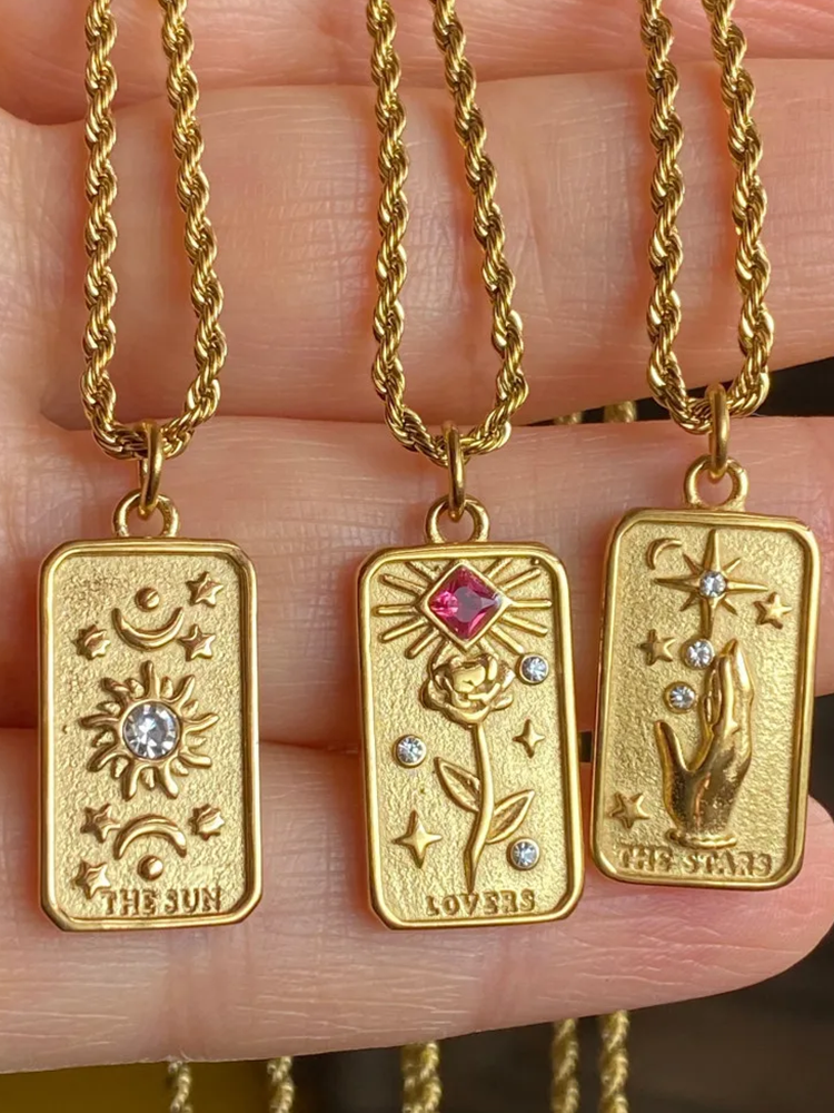 Marlotta - Tarot Kaart De Zon Ketting Goud