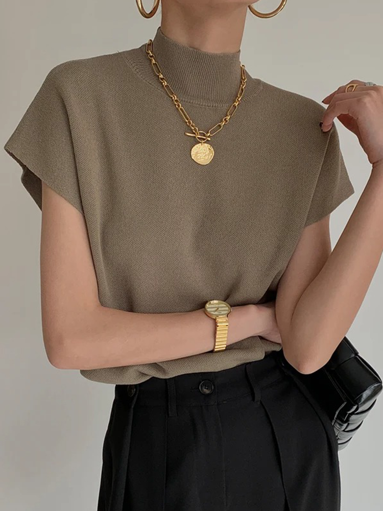 Femke - Coltrui met Korte Mouwen voor Dames | Damestrui | Beige