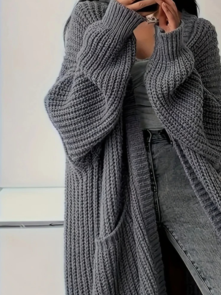Lotte - Lang Vest voor Dames | Stijlvolle Oversized Cardigan | Streetstyle Vest in Grijs