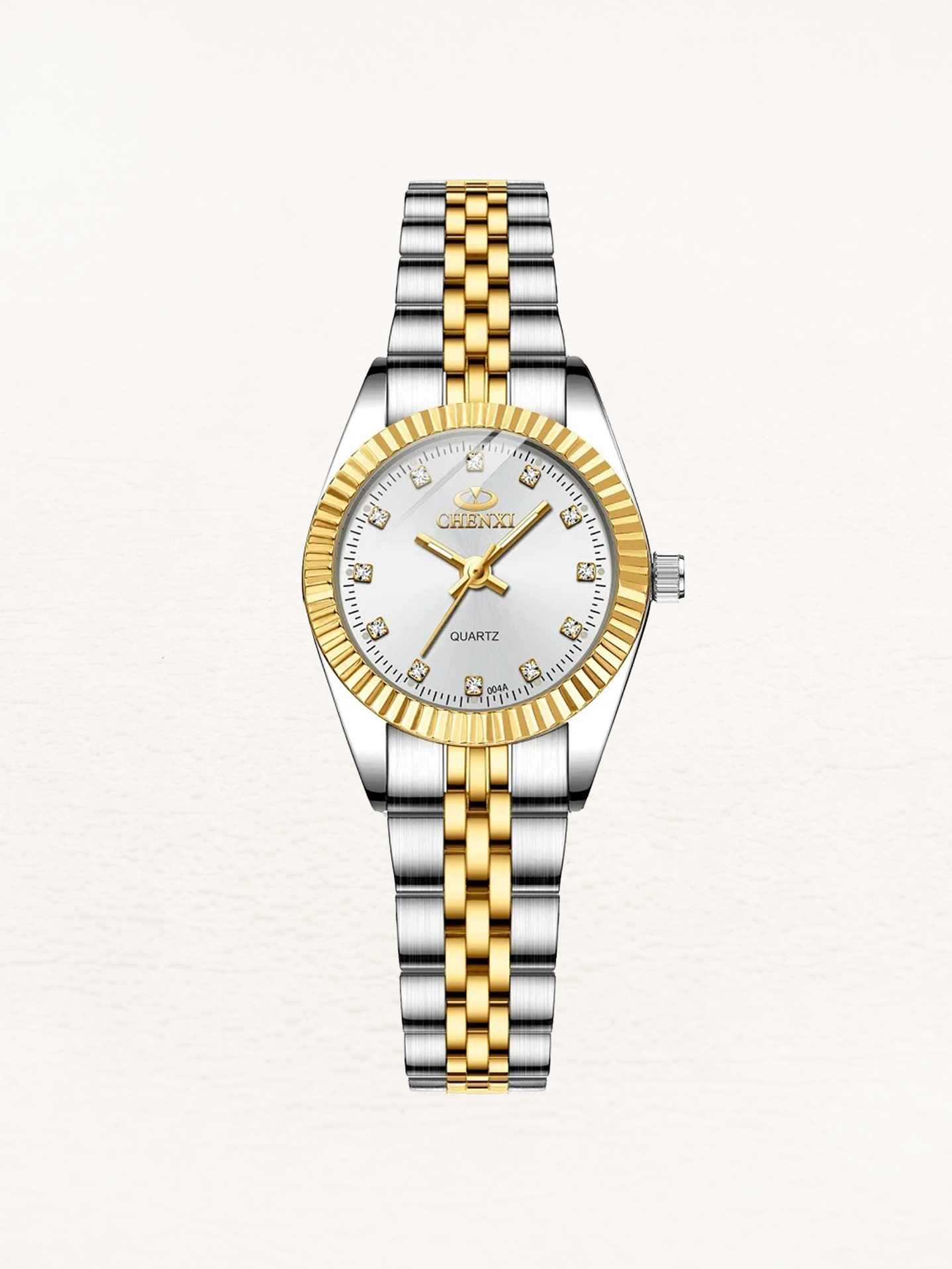 Liva - Mini RVS Dames Horloge Witte Wijzerplaat Goud-Zilver