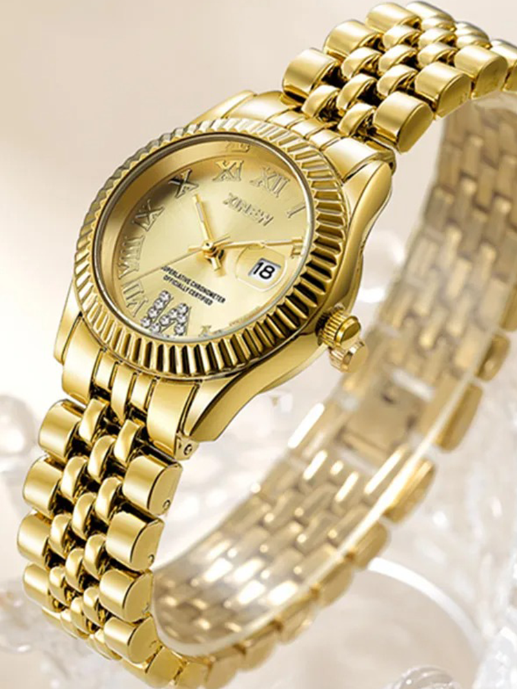Izzy - Quartz Dames Horloge Met Zirkonia Goud-Goud