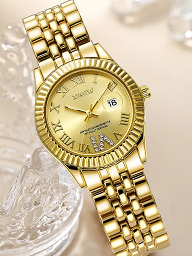 Izzy - Quartz Dames Horloge Met Zirkonia Goud-Goud
