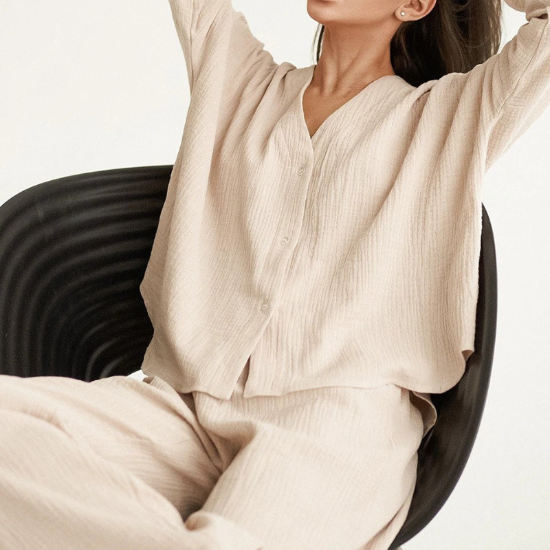 Cornelia Loungekleding Set | Comfy katoenen 2-delige thuispak voor dames