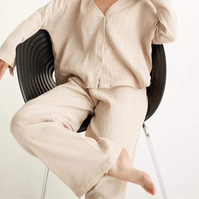 Cornelia Loungekleding Set | Comfy katoenen 2-delige thuispak voor dames