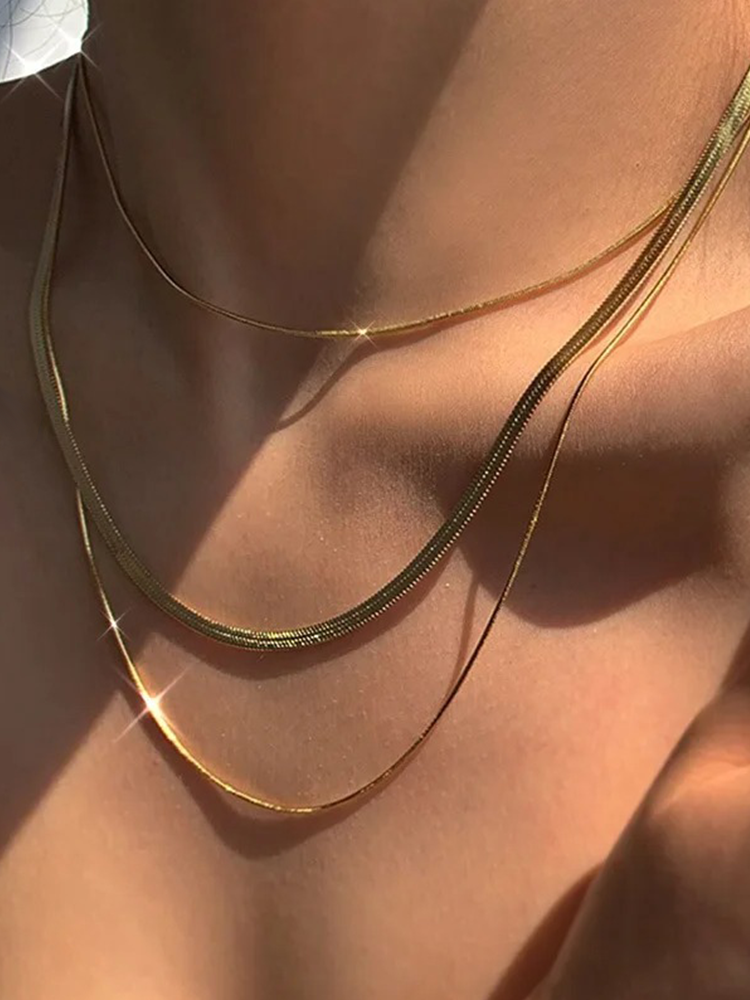 Tessaine - Laagse Slangenketting Goud