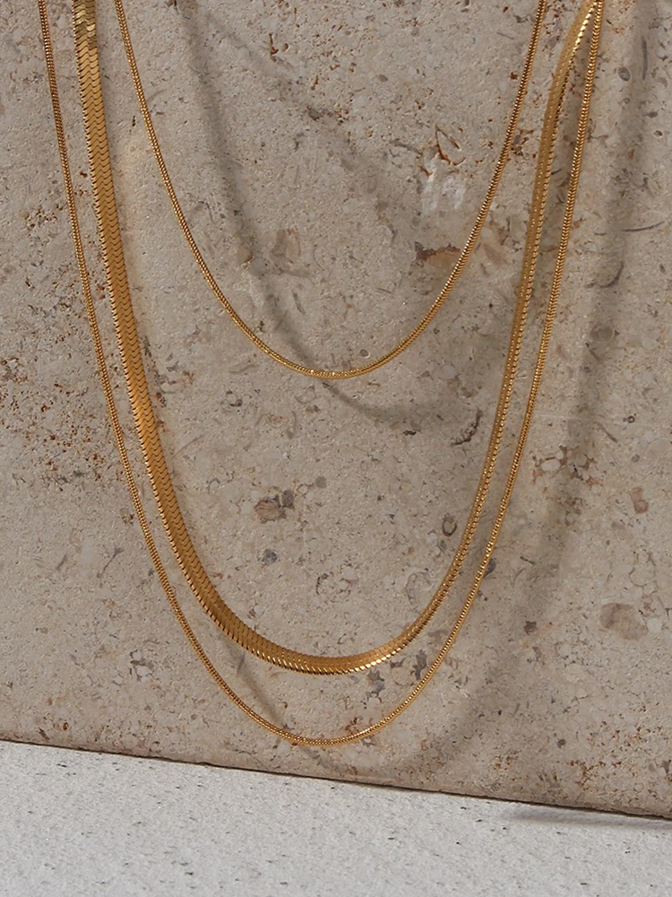 Tessaine - Laagse Slangenketting Goud