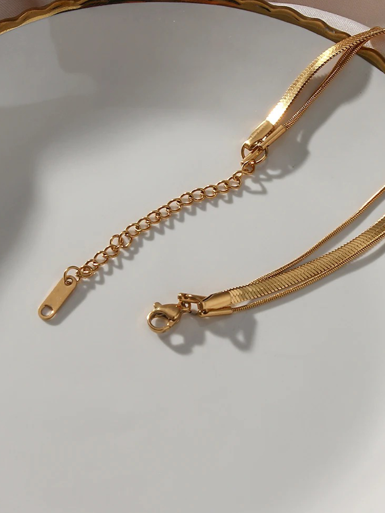 Maike - 3-Laagse Snake Chain Ketting Goud