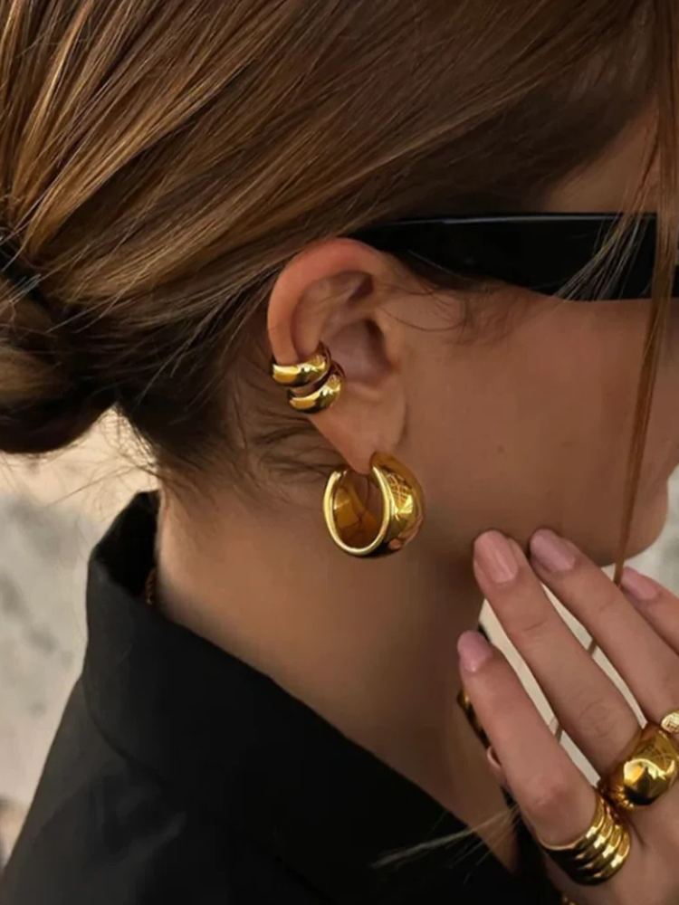 Ina - Chunky Ear Cuff Goud