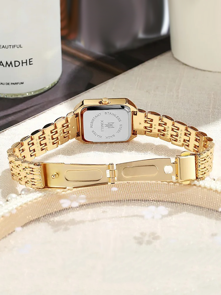 June - Dames Horloge Met Vierkante Kast Goud