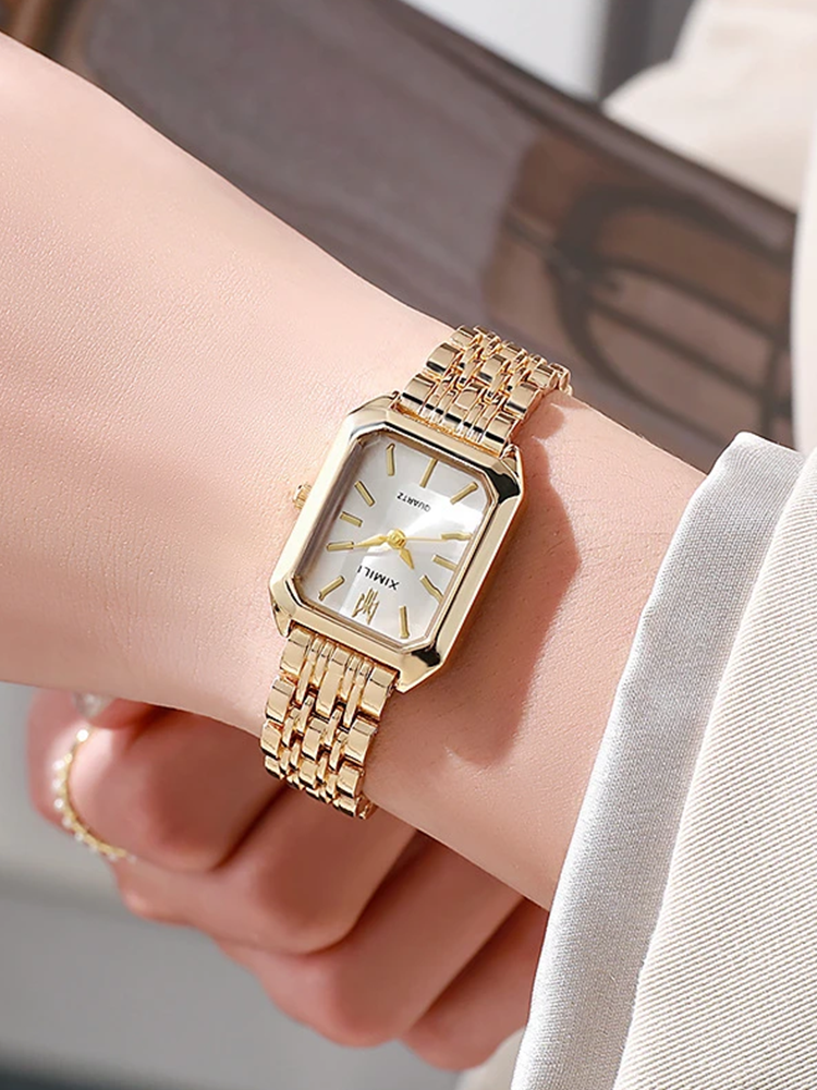 June - Dames Horloge Met Vierkante Kast Goud