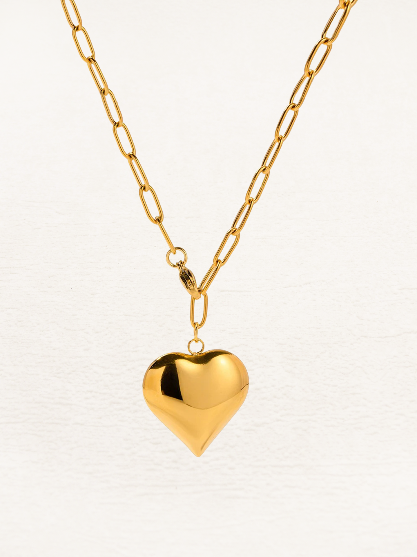 Annetta - Paperclip Hartjes Ketting Goud