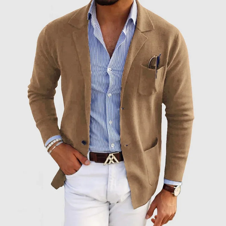 Maad - Zachte Cardigan Vest met Lange Mouwen en Kraag voor Mannen