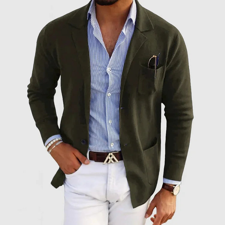 Maad - Zachte Cardigan Vest met Lange Mouwen en Kraag voor Mannen