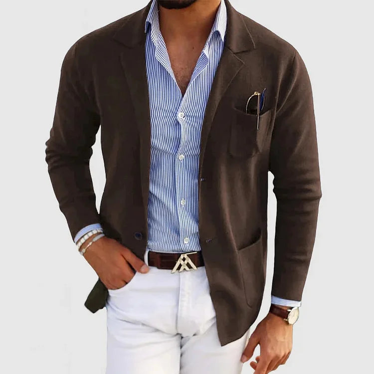 Maad - Zachte Cardigan Vest met Lange Mouwen en Kraag voor Mannen